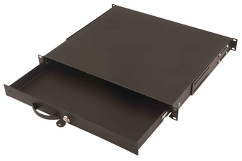 1U lockable drawer with handle 44x481x400 mm, color black (RAL 9005) - DN-19KEY-1U-SW