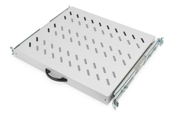 A prateleira extensível DIGITUS DN-19 TRAY-2-600 é a solução ideal para adicionar uma superfície deslizante aos seus bastidores de 19" com profundidade de 600 mm. Fabricada em aço perfurado de alta resistência, suporta até 25 kg, permitindo a instala