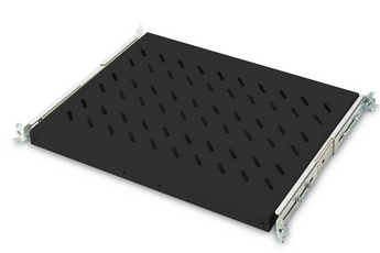 Prateleira extensível 1U para bastidores com 600 mm de profundidade, 40x485x368 mm, até 25 kg, preto (RAL 9005). - DN-19TRAY-2-600-SW
