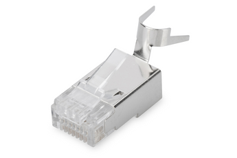 Pack de 100 fichas modulares RJ45 Cat 6 não blindadas (UTP) da Digitus. Ideais para a cravação de cabos de rede UTP e para garantir uma ligação Gigabit fiável. - DN-219604