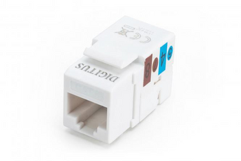 Módulo Keystone RJ45 Digitus DN-93501. Categoria 5e UTP (Não blindado). Ligação LSA. Compatível com Painéis de 19" e Tomadas de Parede. Branco. - DN-93501