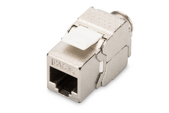 Módulo keystone blindado de Categoria 5e da Digitus. Com ligação LSA sem ferramentas ("tool-free"), é ideal para uma terminação rápida e fácil em patch panels. - DN-93512