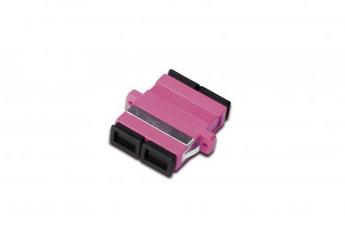 Acoplador (Coupler) de Fibra Ótica SC para SC Duplex, OM4 Multimodo. Ideal para caixas de emenda (splice boxes). Cor Violeta, com Ferrolho Cerâmico. - DN-96018-1