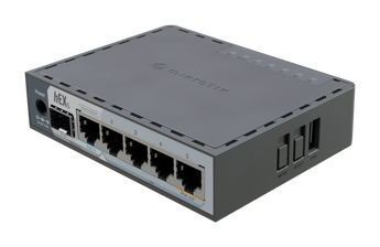 Router com fios compacto e potente da MikroTik. O novo hEX S oferece 5 portas Gigabit, uma porta SFP de 2.5G, PoE-out, USB 3.0 e aceleração IPsec. - E60IUGS