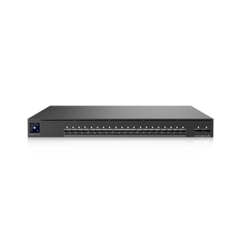 O switch Ubiquiti EAV-FIBER oferece 20 portas 10G SFP+, 2 uplinks 100G QSFP28, suporte PTPv2, relógio OCXO e redundância total para infraestruturas de áudio e vídeo.