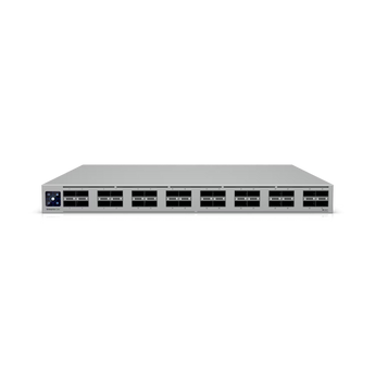 Switch core Ubiquiti ECS-CORE: 32 portas QSFP28 100G, 3.2 Tbps, MC-LAG e redundância total hot-swap. Ideal para o core de redes empresariais e datacenters.
