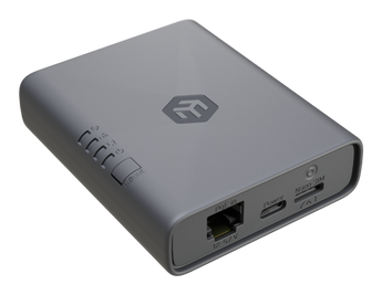MikroTik KNOT Embedded LTE4 Global. Gateway IoT industrial com conectividade LTE Cat4, Bluetooth 5.1 e rastreamento GNSS. Suporta Nano SIM e eSIM. Porta Gigabit, GPIO e PoE-In. Para calha DIN. - EG25-G&KNE