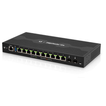 The EdgeRouter 12P is a high performance Gigabit Router with 24V 2-Pair PoE output on each port - ER-12P