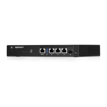 Router de alta performance da Ubiquiti com CPU quad-core de 1GHz, 3 portas GbE e 1 porta SFP. O EdgeRouter 4 (ER-4) oferece routing avançado com EdgeOS. - ER-4