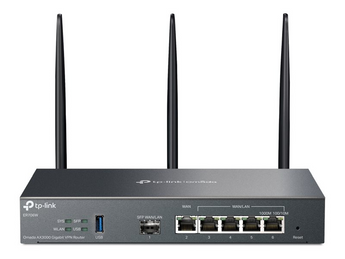 TP-Link Omada ER706W. Router VPN Gigabit com Wi-Fi 6 (AX3000). 1x SFP + 5x RJ45. Suporte Mesh Omada. VPN WireGuard/IPSec. Firewall DPI e IPS/IDS. Gestão Centralizada. - ER706W