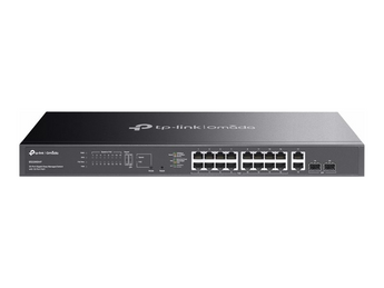 TP-Link Omada ES220GMP. Switch Smart Gigabit. 16x Portas PoE+ (250W Total). 2x Uplink RJ45 + 2x Uplink SFP. Gestão Omada Cloud. PoE Auto Recovery e Alcance 250m. - ES220GMP