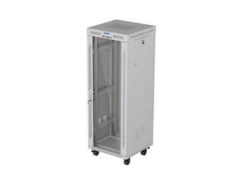 Armário bastidor de chão Lanberg 32U (600x600mm) Cinza (RAL7035). Flat Pack, porta em vidro temperado, ecrã LCD com termóstato, ventilação e carga até 1200 kg. - FF01-6632-12SL