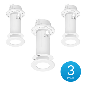 Pack de 3 suportes de montagem de embutir (recessed mount) da Ubiquiti para os pontos de acesso U6 Mesh e UAP-FlexHD. Ideal para uma instalação discreta. - FLEXHD-CM-3
