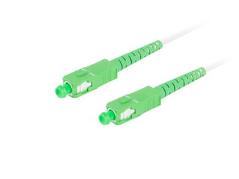 Patch cord de fibra ótica Simplex de 10m (branco) da Lanberg. Fibra Single-Mode G657A2 (9/125µm) com conectores SC/APC, revestimento LSZH e baixa perda. - FO-SASA-SS21-0100-WH