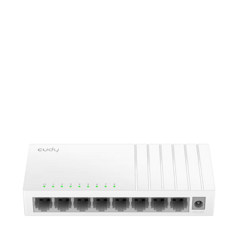 Switch de secretária (Desktop) Cudy FS108D. 8 portas 10/100 Mbps, Plug & Play, design sem ventoinhas (silencioso) e baixo consumo. Ideal para SOHO.