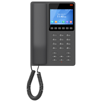 Telefone IP Grandstream GHP631W para hotéis. Wi-Fi 6 Dual-Band, Ecrã LCD a Cores, PoE, Porta de Carregamento USB-C. Gestão GDMS. Cor: Preto. - GHP631W