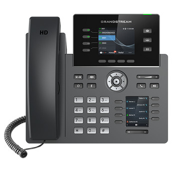 Telefone IP Grandstream GRP2614. 12 contas SIP (4 linhas), Wi-Fi 6, Bluetooth, 2x Portas Gigabit PoE e ecrã LCD a cores. 40 teclas MPK/BLF. - GRP2614