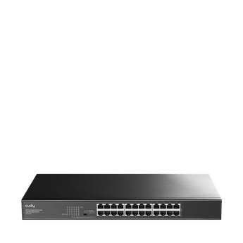 Cudy GS1024E: switch de 24 portas Gigabit com VLAN, QoS, SNMP e modos Managed/VLAN/Extend. Gestão web, Cudy App e cloud.