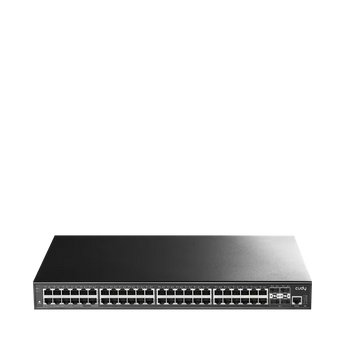 Cudy GS5048S4: switch L3 com 48 portas Gigabit, 4 SFP+ 10G, VLAN, LACP, RIP, OSPF e gestão web, SSH e SNMP V3. Para secretária ou rack.