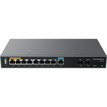 Router VPN Multi-WAN da Grandstream com 9 portas Gigabit, 2 portas 2.5G SFP e 2 saídas PoE. Firewall avançado, gestão na nuvem e controlador para 150 APs. - GWN7003