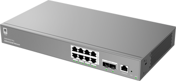 Switch Gerido Layer 2++ Grandstream GWN7801P PRO. 8 Portas Gigabit PoE+ (120W). 2x Uplinks SFP de 2.5 Gigabit. Routing Estático, DHCP Server. Gestão Cloud. - GWN7801P PRO