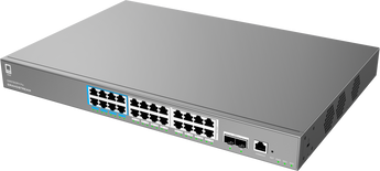 Switch L3 Grandstream GWN7803PH PRO. 24 Portas Gigabit PoE++ (802.3bt), 2x Uplinks SFP+ 10G. Budget 400W. Stacking, Routing Estático. Ideal para redes de alta densidade. - GWN7803PH PRO