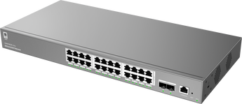Switch Gerido Layer 2++ Grandstream GWN7803PL PRO. 24 Portas Gigabit PoE+ (360W). 2x Uplinks SFP+ 10G. Stacking, Routing Estático. Ideal para redes empresariais. - GWN7803PL PRO