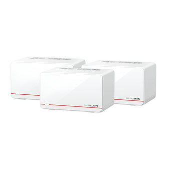 Sistema Mesh Wi-Fi 7 BE6500 Mercusys Halo H37BE (Pack de 3). Velocidade 6.5 Gbps. 2x Portas 2.5G + 1x Gigabit por unidade. Cobertura até 650m². MLO e 4K-QAM. - HALO H37BE(3-PACK)