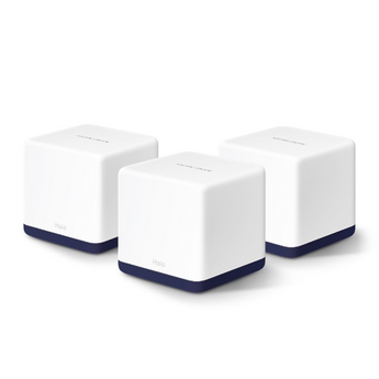 Sistema Wi-Fi Mesh AC1900 Mercusys Halo H50G (Pack de 3). Cobertura até 550m² (6000 pés²). Roaming contínuo, portas Gigabit, gestão via App. Wi-Fi unificado. - HALO H50G(3-PACK)