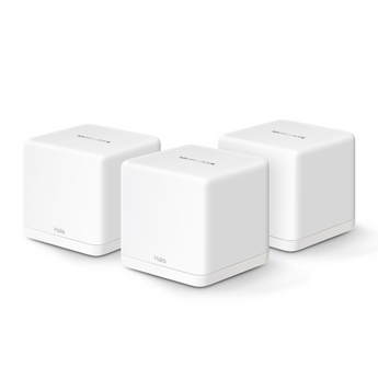 Sistema Mesh Wi-Fi 6 AX1500 Mercusys Halo H60X (Pack de 3). Cobertura até 550m². Portas Gigabit. Conecta 100+ dispositivos. Inclui 1 Router + 2 Satélites. - HALO H60X(3-PACK)