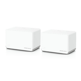 Sistema Mesh Wi-Fi 6 AX1800 Mercusys Halo H70X (Pack de 2). Velocidade 1.8 Gbps. 3x Portas Gigabit por unidade. Cobertura até 350m². Conecta 150+ dispositivos. - HALO H70X(2-PACK)