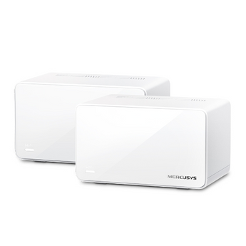 Sistema Mesh Wi-Fi 6 AX6000 Mercusys Halo H90X (Pack de 2). Velocidade 6 Gbps. Porta 2.5 Gigabit. Cobertura até 550m². Conecta 150+ dispositivos. Roaming contínuo. - HALO H90X(2-PACK)