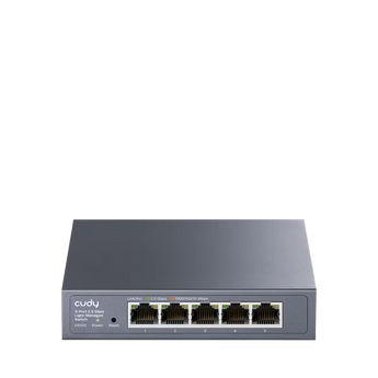 Cudy HS105. Switch Smart de 5 portas 2.5GbE RJ45. Velocidade Multi-Gigabit. Gestão via Web (VLAN, QoS, LAG). Ideal para NAS e WiFi 6. Caixa metálica. - HS105