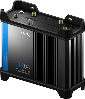 Cudy IR04. Router 4G Industrial robusto (IP30, -40 a 75°C). Dual SIM. Portas Série RS232/485 e I/O Digitais. Deteção de Ignição. Suporta PoE+ e DIN-Rail. - IR04_EU
