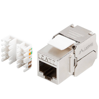 Módulo keystone blindado de Categoria 7 da Lanberg. Com ligação sem ferramentas ("tool-free"), é ideal para a terminação rápida de cabos S/FTP em patch panels. - KSF7-2000
