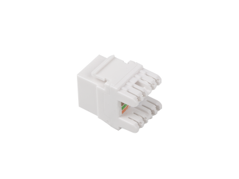 Módulo keystone Cat 6 (U/UTP) da Lanberg. Cor branca. Terminação LSA para condutores 22-26 AWG. Ideal para patch panels e tomadas de rede. - KSU6-1000