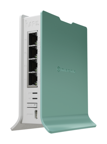 Mikrotik hAP ax lite (L41G-2axD). O router Wi-Fi 6 (AX) de baixo custo. 4x Portas Gigabit, 256MB RAM, CPU ARM 800MHz, RouterOS v7 (Nível 4). - L41G-2AXD
