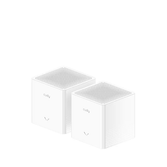 Cudy M3000S 2-Pack: duas unidades Wi-Fi 6 Mesh AX3000, portas Gigabit, backhaul multibanda e VPN. Expanda a cobertura da sua casa.