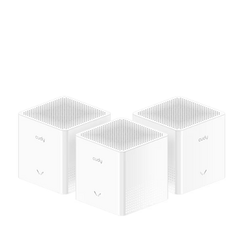 Cudy M3000S 3-Pack: três unidades Wi-Fi 6 Mesh AX3000, portas Gigabit, backhaul multibanda e VPN. Expanda a cobertura da sua casa.