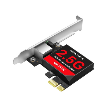 Placa de rede PCIe 2.5G Mercusys MA310E. Velocidade até 2.5 Gbps (2.5x mais rápido que Gigabit). Inclui espelho Low-Profile. Wake-on-LAN. Compatível com Windows e Linux. - MA310E