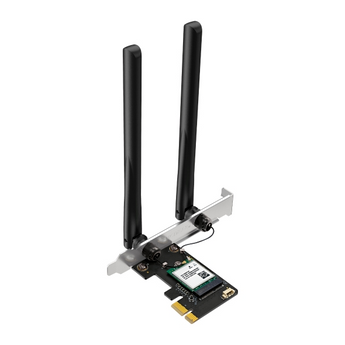 Placa de rede PCIe Mercusys MA70XE. Wi-Fi 6 AX1800 Dual Band (1201+574 Mbps). Bluetooth 5.4 integrado. 2 Antenas de alto ganho. Para Windows 10/11. - MA70XE