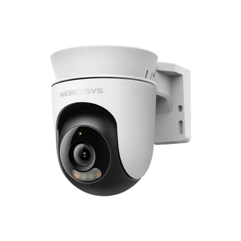 Câmara de segurança Wi-Fi para exterior com rotação Pan/Tilt de 360°. A Mercusys MC510 oferece vídeo 2K QHD, seguimento de pessoas e visão noturna a cores. - MC510
