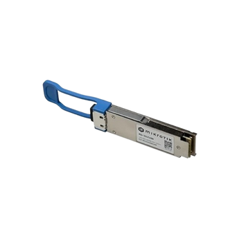 Módulo transceiver QSFP28 da MikroTik para redes de 100 Gbps. O XQ+31LC10D utiliza fibra Single-Mode e conector LC para ligações de longa distância até 10 km. - XQ+31LC10D