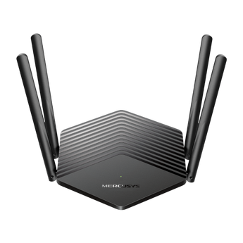 Router Wi-Fi 6 AX1500 Mercusys MR60X. Velocidade até 1.5 Gbps. 4 Portas Gigabit (1 WAN + 3 LAN). MU-MIMO, OFDMA, Beamforming. Segurança WPA3. - MR60X