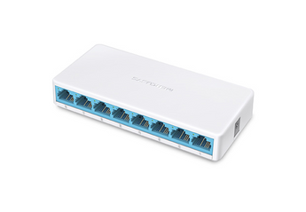 Switch de 8 portas Mercusys MS108. Expansão de rede Fast Ethernet (10/100 Mbps). Design compacto, Plug & Play, sem ventoinhas. Ideal para casa e escritório. - MS108