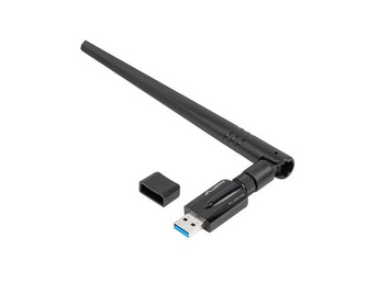 Lanberg NC-1200-WIE. Placa de rede Wireless USB 3.0 AC1200. Dual Band (2.4/5GHz). Antena externa removível 5dBi + Antena interna. Chipset Realtek. - NC-1200-WIE