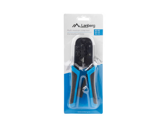 Alicate de cravar universal Lanberg NT-0201. Para conectores RJ45 (8P), RJ11 e RJ12 (6P). Ferramenta robusta para instalação de redes e telefonia. Design ergonómico. - NT-0201