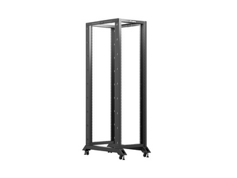 Bastidor de estante aberta (Open Rack) Lanberg OR01-6042-B de 42U. Profundidade ajustável (550-790mm), carga estática até 600 kg. Inclui rodas e pernas. - OR01-6042-B
