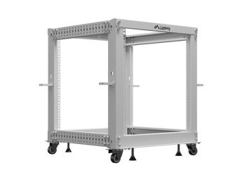 Bastidor aberto 12U (Open Rack) Lanberg OR01-6112-S. Profundidade ajustável (576-1033mm), alta carga (600kg) e 4 postes. Inclui rodas. - OR01-6112-S