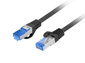 Lanberg PCF6A-10CC-0050-BK. Cabo de rede 50cm Cat.6A S/FTP. Velocidade 10 Gigabit (500MHz). Revestimento LSZH. Condutores CCA. Cor Preto. - PCF6A-10CC-0050-BK